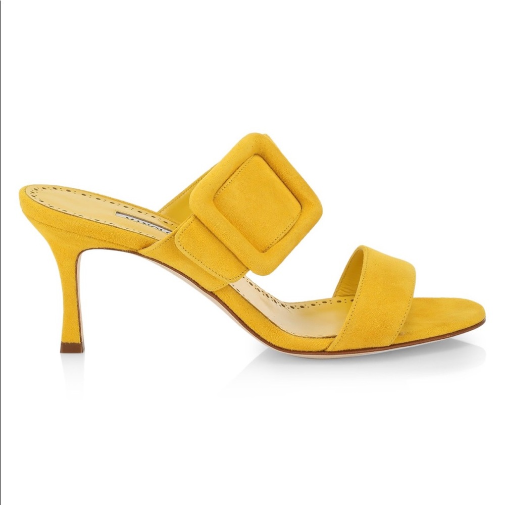 Manolo Blahnik | Gable Suede Buckle Mules